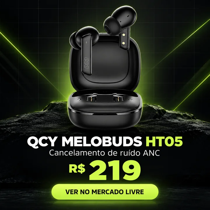 QCY MeloBuds HT05 com cancelamento de ruído, R$ 219