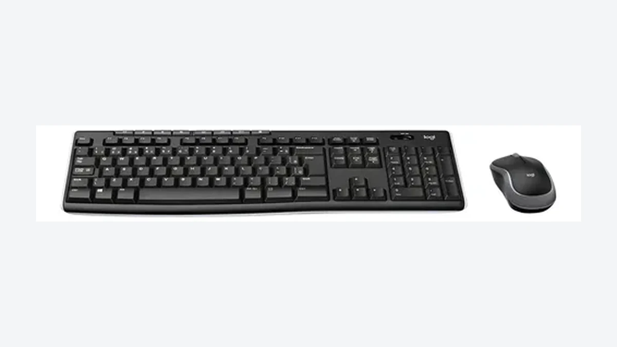Combo de teclado Logitech K270 com teclado de tamanho completo e mouse sem fio.