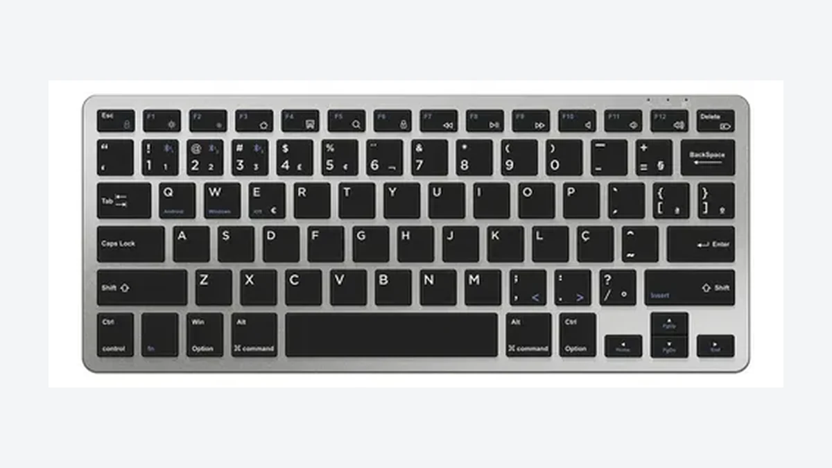 Teclado compacto Geonav OFTCW02SG com layout Português Brasil ABNT2.