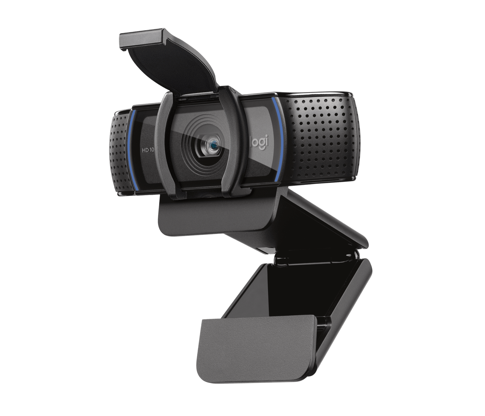 Webcam Logitech C920s preta com obturador de privacidade.