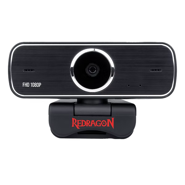 Webcam Redragon Hitman GW800 preta para monitor e tripé.