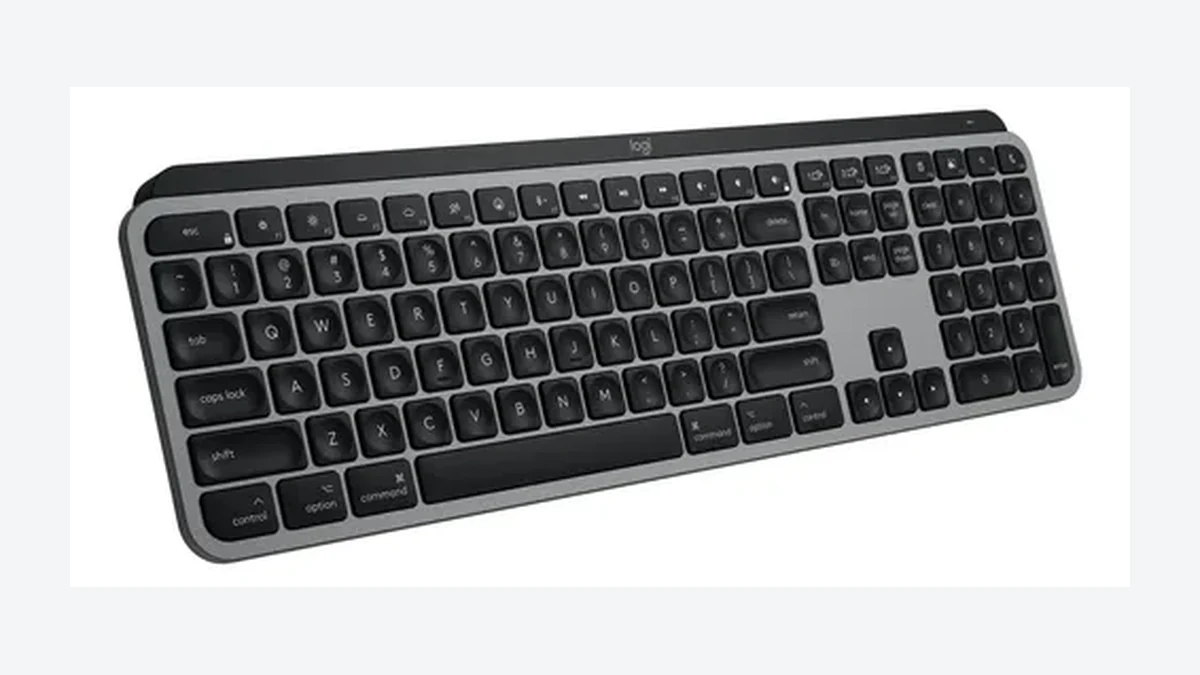Teclado sem fio Logitech MX Keys S na versão para Mac.