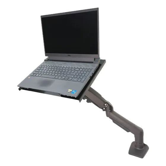 Braço Videosonic F80N com pistão a gás e bandeja para notebook de 13 a 18 polegadas.